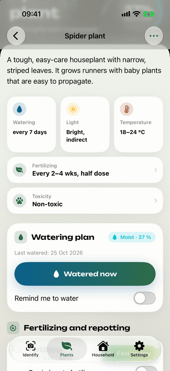 Care and watering plan
