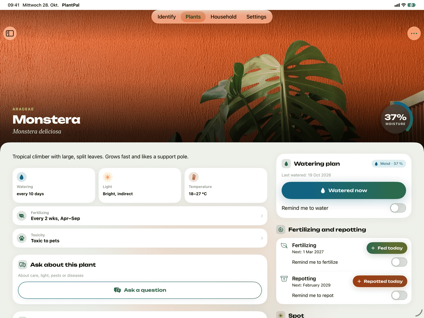 PlantPal on iPad in landscape
