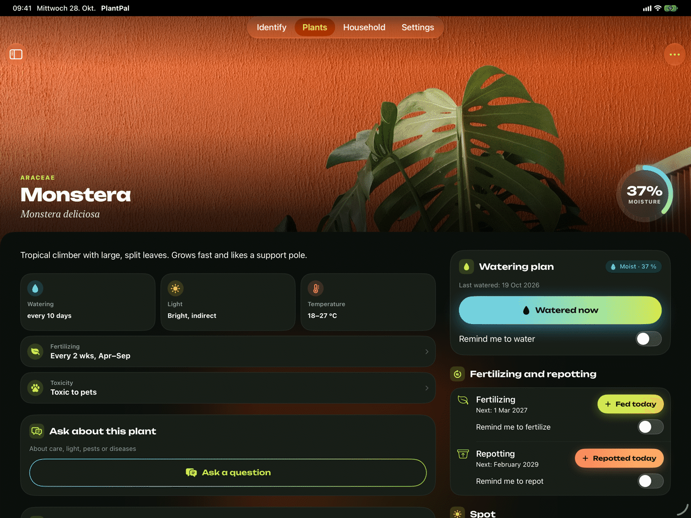 PlantPal on iPad in landscape